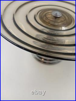 Coupe Verre Fumé Pied Aluminium Chromé Art Déco Steamline France Année 1940 1950