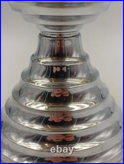Coupe Verre Fumé Pied Aluminium Chromé Art Déco Steamline France Année 1940 1950