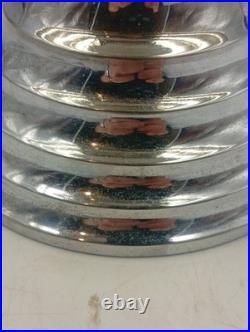 Coupe Verre Fumé Pied Aluminium Chromé Art Déco Steamline France Année 1940 1950