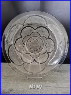 Coupe à fruits en verre blanc moulé givré Les arceaux signé Verlys Art Déco