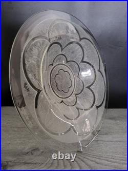 Coupe à fruits en verre blanc moulé givré Les arceaux signé Verlys Art Déco