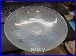 Coupe art déco verre opalescent, signée Ezan(Ezanville), D 24cm, H 6,5cm