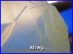 Coupe art déco verre opalescent, signée Ezan(Ezanville), D 24cm, H 6,5cm