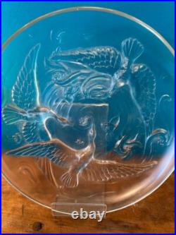 Coupe aux oiseaux verre dépoli art déco Verlys france