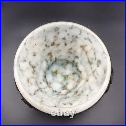 Coupe en Pâte de Verre Moucheté et Fer Forgé Art Déco 1920-30 Décor de Feuillage