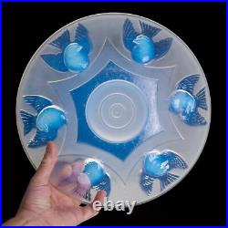 Coupe en Verre Opalescent Oiseau Moineau EZAN Cristallerie Ezanville Art Déco