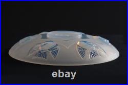 Coupe en Verre Opalescent Oiseau Moineau EZAN Cristallerie Ezanville Art Déco