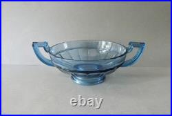 Coupe en verre bleu, Art Deco, modèle Noémie attribué à Luxval Val Saint Lambert