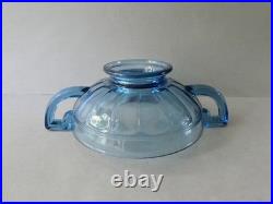 Coupe en verre bleu, Art Deco, modèle Noémie attribué à Luxval Val Saint Lambert