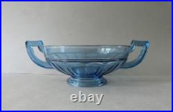 Coupe en verre bleu, Art Deco, modèle Noémie attribué à Luxval Val Saint Lambert