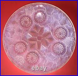 Coupe en verre bleu opalescent décor floral ART DECO made in France