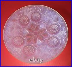 Coupe en verre bleu opalescent décor floral ART DECO made in France