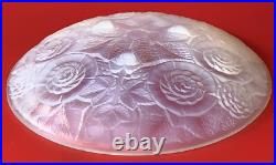 Coupe en verre bleu opalescent décor floral ART DECO made in France