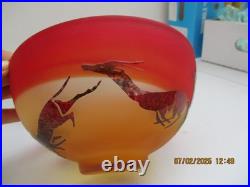 Coupe en verre décor Art déco de gazelles dégagé à l'acide vers 1930