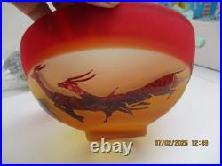 Coupe en verre décor Art déco de gazelles dégagé à l'acide vers 1930