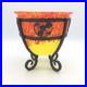 Coupe en verre soufflé moucheté et fer forgé martelé signé Moda Art Déco