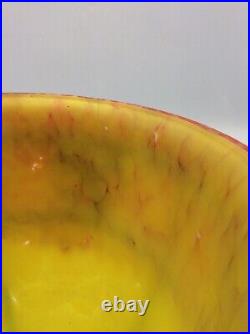Coupe en verre soufflé moucheté et fer forgé martelé signé Moda Art Déco