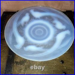 Coupe verre moulé pressé opalescent décor de faisan Dlg Sabino Etling Art Deco