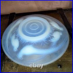 Coupe verre moulé pressé opalescent décor de faisan Dlg Sabino Etling Art Deco