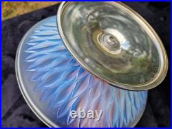 Coupe verre opalescent Art déco, sur pied métal argenté 1930, style Ezan-Verlys