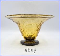 Coupe verre soufflé coloré dégagé à l'acide géométrique signé Schneider Art Déco