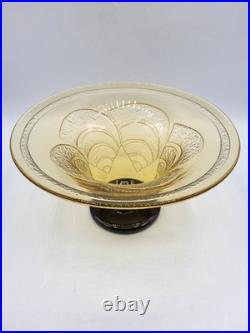 Coupe verre soufflé coloré dégagé à l'acide géométrique signé Schneider Art Déco