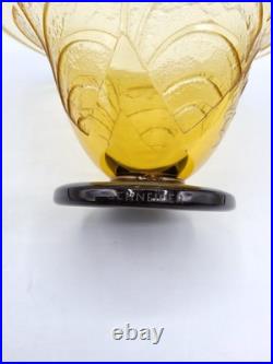 Coupe verre soufflé coloré dégagé à l'acide géométrique signé Schneider Art Déco
