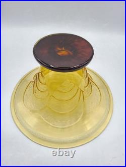 Coupe verre soufflé coloré dégagé à l'acide géométrique signé Schneider Art Déco