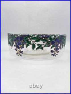 Coupe verre soufflé émaillé décor floral glycine signé Édouard Becker Art Déco