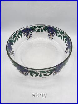 Coupe verre soufflé émaillé décor floral glycine signé Édouard Becker Art Déco