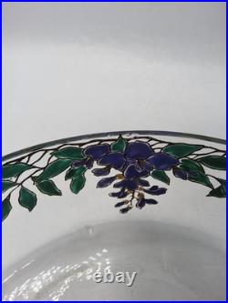 Coupe verre soufflé émaillé décor floral glycine signé Édouard Becker Art Déco