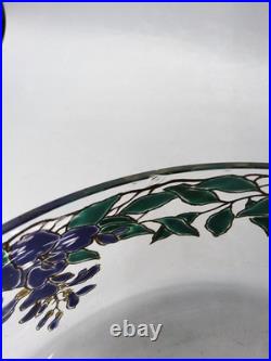 Coupe verre soufflé émaillé décor floral glycine signé Édouard Becker Art Déco