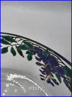 Coupe verre soufflé émaillé décor floral glycine signé Édouard Becker Art Déco
