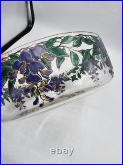 Coupe verre soufflé émaillé décor floral glycine signé Édouard Becker Art Déco