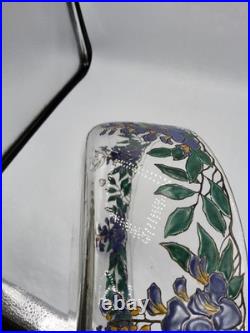 Coupe verre soufflé émaillé décor floral glycine signé Édouard Becker Art Déco