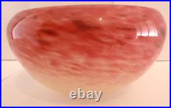 Coupelle Schneider signée Art Déco verre rose blanc nuagé D 12 cm #1906#