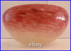 Coupelle Schneider signée Art Déco verre rose blanc nuagé D 12 cm #1906#