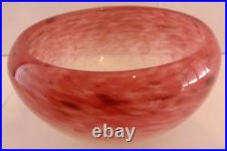 Coupelle Schneider signée Art Déco verre rose blanc nuagé D 12 cm #1906#
