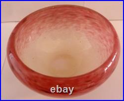 Coupelle Schneider signée Art Déco verre rose blanc nuagé D 12 cm #1906#