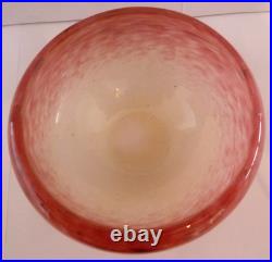 Coupelle Schneider signée Art Déco verre rose blanc nuagé D 12 cm #1906#