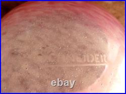 Coupelle Schneider signée Art Déco verre rose blanc nuagé D 12 cm #1906#