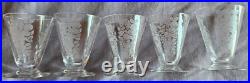 Cristal BACCARAT Lot 4 + 1 = 5 verres art déco en cristal gravé de fruits