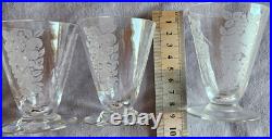 Cristal BACCARAT Lot 4 + 1 = 5 verres art déco en cristal gravé de fruits