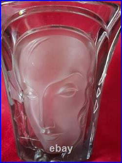 D'après walter sohne vase en verre portraits de 3 visages allemagne art déco