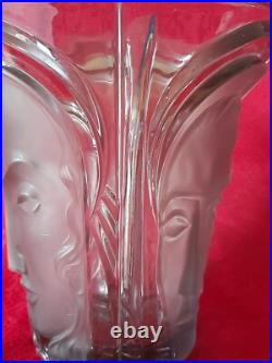 D'après walter sohne vase en verre portraits de 3 visages allemagne art déco