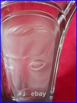 D'après walter sohne vase en verre portraits de 3 visages allemagne art déco