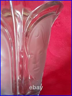 D'après walter sohne vase en verre portraits de 3 visages allemagne art déco