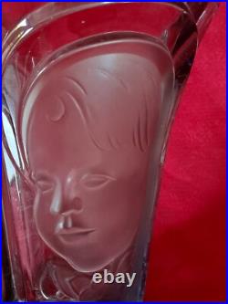 D'après walter sohne vase en verre portraits de 3 visages allemagne art déco