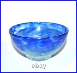 DAUM Nancy Bol coupelle ART DECO en pâte de verre bleu marbré signé 1920