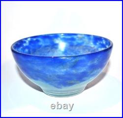 DAUM Nancy Bol coupelle ART DECO en pâte de verre bleu marbré signé 1920